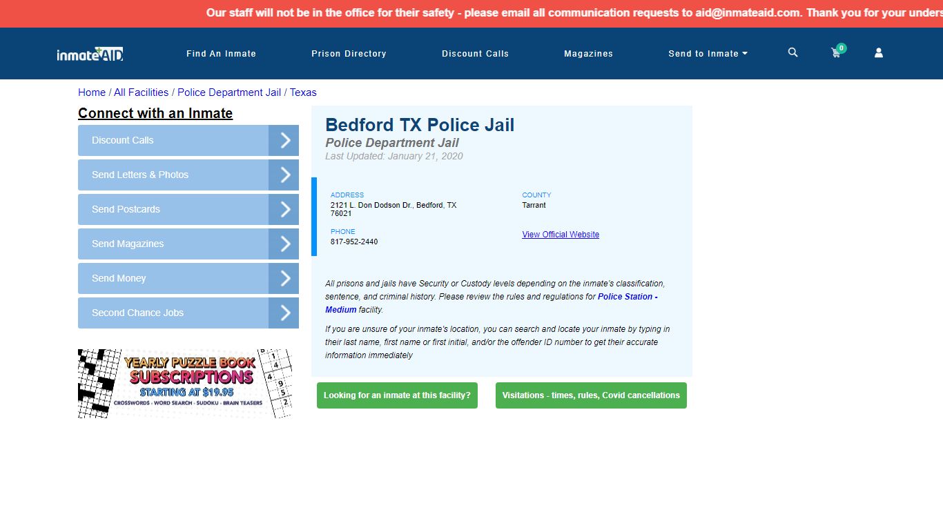 Bedford TX Police Jail & Inmate Search - Bedford, TX